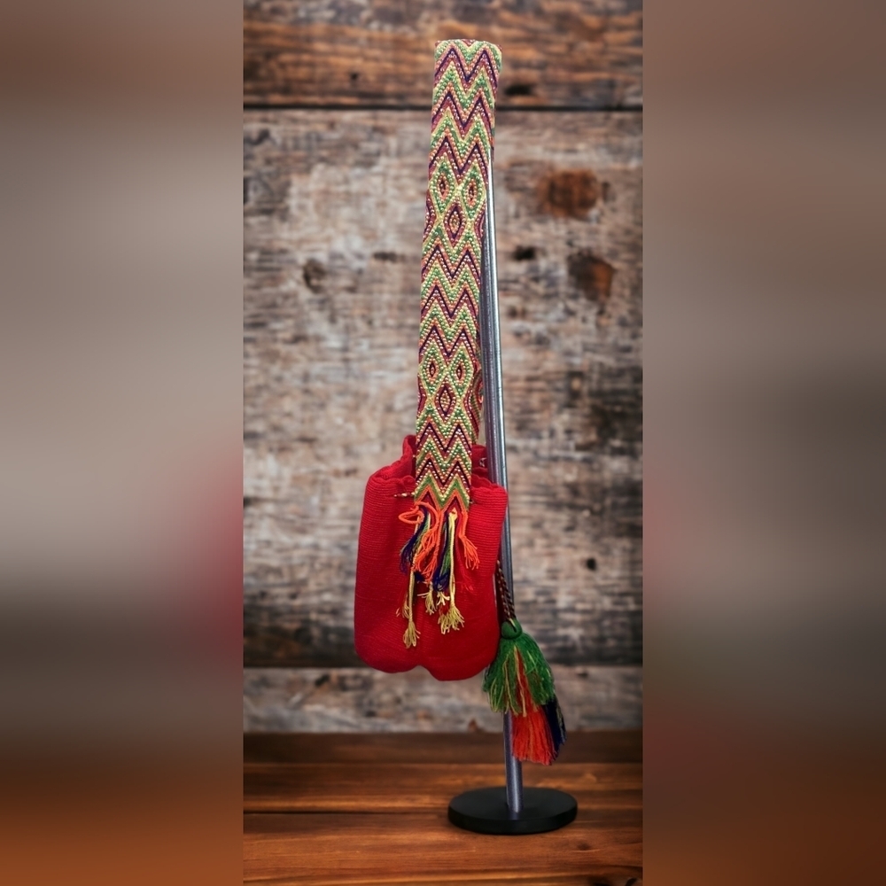 Nina Mochila Red 100% Handmade Crossbody Boho Large Bag Ethnic Traditional Hobo - Picture 3 of 12